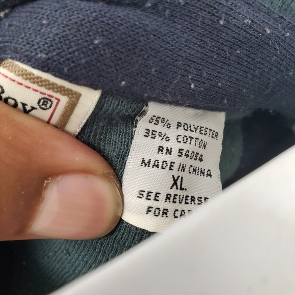 Vintage Bugle Boy Sweatshirt Men XL Green Blue Henley Cut & Sew Hip Hop 90s - Picture 5 of 9